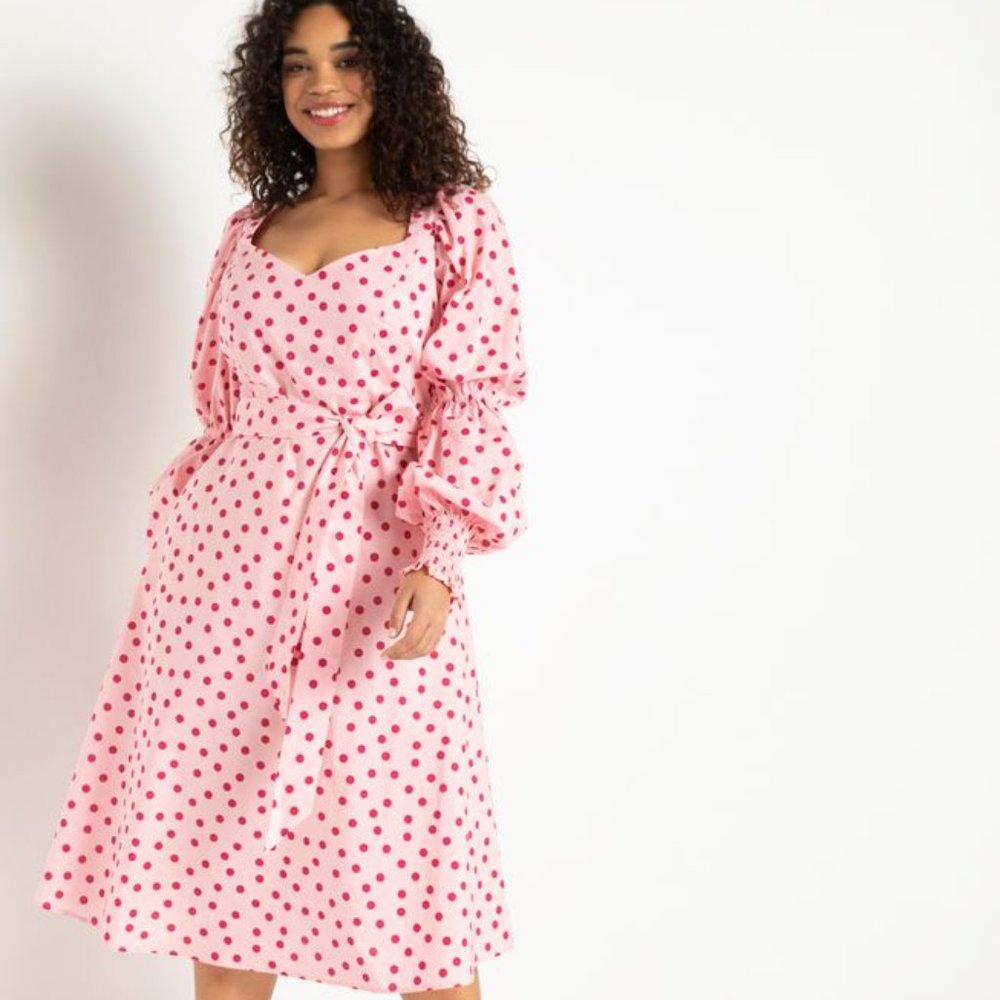 Printed Sweetheart Midi Dress
